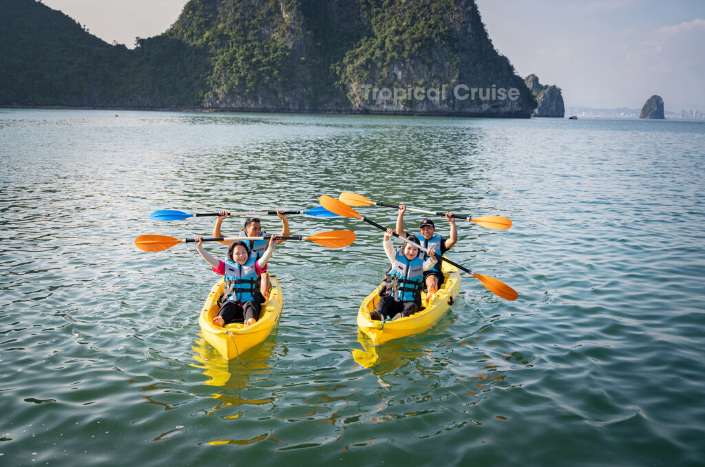 Kayaking in Lan Ha Bay with Tropical Cruise when nobody surrounded you!